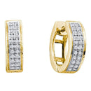 10kt Yellow Gold Women's Round Diamond Double Row Hughie Hoop Earrings 1-6 Cttw - FREE Shipping (US/CAN)-Gold & Diamond Earrings-JadeMoghul Inc.