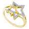 10kt Yellow Gold Women's Round Diamond Double Star Outline Ring 1/10 Cttw - FREE Shipping (US/CAN)-Gold & Diamond Rings-5-JadeMoghul Inc.