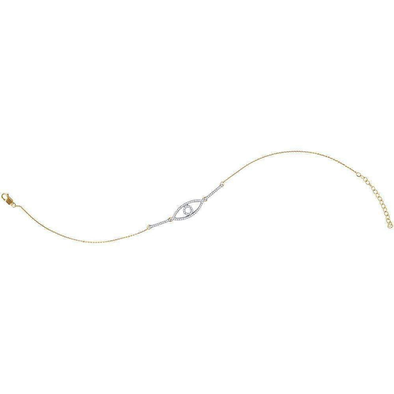 10kt Yellow Gold Women's Round Diamond Eye Chain Bracelet 1-5 Cttw - FREE Shipping (US/CAN)-Gold & Diamond Bracelets-JadeMoghul Inc.