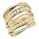 10kt Yellow Gold Women's Round Diamond Fashion Open Strand Cocktail Ring 2-1/2 Cttw - FREE Shipping (US/CAN)-Rings And Bands-5.5-JadeMoghul Inc.