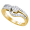 10kt Yellow Gold Women's Round Diamond Flower Cluster Bridal Wedding Engagement Ring 1/2 Cttw - FREE Shipping (US/CAN)-Gold & Diamond Engagement & Anniversary Rings-5-JadeMoghul Inc.