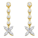 10kt Yellow Gold Women's Round Diamond Flower Cluster Dangle Earrings 3-4 Cttw - FREE Shipping (US/CAN)-Gold & Diamond Earrings-JadeMoghul Inc.