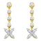 10kt Yellow Gold Women's Round Diamond Flower Cluster Dangle Earrings 3-4 Cttw - FREE Shipping (US/CAN)-Gold & Diamond Earrings-JadeMoghul Inc.