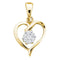 10kt Yellow Gold Womens Round Diamond Flower Cluster Heart Pendant 1-12 Cttw - FREE Shipping (US/CAN)-Gold & Diamond Pendants & Necklaces-JadeMoghul Inc.