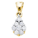 10kt Yellow Gold Women's Round Diamond Flower Cluster Pendant 1-6 Cttw - FREE Shipping (US/CAN)-Gold & Diamond Pendants & Necklaces-JadeMoghul Inc.