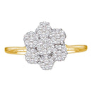 10kt Yellow Gold Women's Round Diamond Flower Cluster Ring 1/4 Cttw - FREE Shipping (US/CAN)-Rings And Bands-5-JadeMoghul Inc.