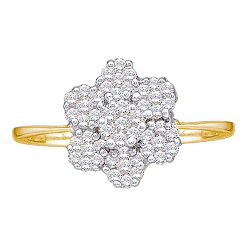 10kt Yellow Gold Women's Round Diamond Flower Cluster Ring 1/4 Cttw - FREE Shipping (US/CAN)-Rings And Bands-5-JadeMoghul Inc.
