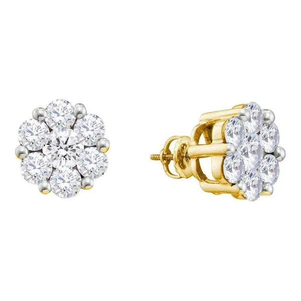 10kt Yellow Gold Women's Round Diamond Flower Cluster Stud Earrings 1-2 Cttw - FREE Shipping (USA/CAN)-Gold & Diamond Earrings-JadeMoghul Inc.