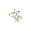 10kt Yellow Gold Women's Round Diamond Flower Star Cluster Ring 1/5 Cttw - FREE Shipping (US/CAN)-Gold & Diamond Fashion Rings-5.5-JadeMoghul Inc.