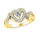 10kt Yellow Gold Women's Round Diamond Framed Heart Cluster Ring 1/10 Cttw - FREE Shipping (US/CAN)-Gold & Diamond Heart Rings-5-JadeMoghul Inc.