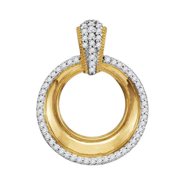 10kt Yellow Gold Women's Round Diamond Framed Outline Circle Pendant 1-6 Cttw - FREE Shipping (US/CAN)-Gold & Diamond Pendants & Necklaces-JadeMoghul Inc.