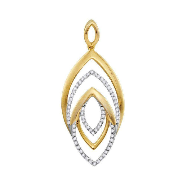 10kt Yellow Gold Women's Round Diamond Geometric Oval Pendant 1-5 Cttw - FREE Shipping (US/CAN)-Gold & Diamond Pendants & Necklaces-JadeMoghul Inc.