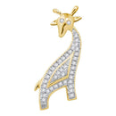 10kt Yellow Gold Women's Round Diamond Giraffe Animal Pendant 1-10 Cttw - FREE Shipping (US/CAN)-Gold & Diamond Pendants & Necklaces-JadeMoghul Inc.