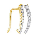 10kt Yellow Gold Women's Round Diamond Graduated Journey Climber Earrings 1-4 Cttw - FREE Shipping (USA/CAN)-Gold & Diamond Earrings-JadeMoghul Inc.