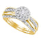 10kt Yellow Gold Womens Round Diamond Halo Bridal Wedding Engagement Ring Band Set 1/3 Cttw-Gold & Diamond Wedding Ring Sets-7.5-JadeMoghul Inc.