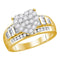10kt Yellow Gold Women's Round Diamond Heart Cluster Bridal Wedding Engagement Ring 1.00 Cttw - FREE Shipping (US/CAN)-Gold & Diamond Engagement & Anniversary Rings-5.5-JadeMoghul Inc.