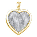 10kt Yellow Gold Women's Round Diamond Heart Cluster Charm Pendant 3-4 Cttw - FREE Shipping (US/CAN)-Gold & Diamond Pendants & Necklaces-JadeMoghul Inc.