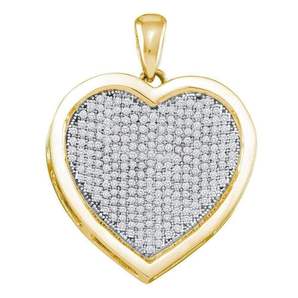 10kt Yellow Gold Women's Round Diamond Heart Cluster Charm Pendant 3-4 Cttw - FREE Shipping (US/CAN)-Gold & Diamond Pendants & Necklaces-JadeMoghul Inc.