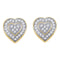 10kt Yellow Gold Women's Round Diamond Heart Cluster Earrings 1-6 Cttw - FREE Shipping (US/CAN)-Gold & Diamond Earrings-JadeMoghul Inc.