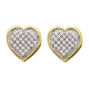 10kt Yellow Gold Women's Round Diamond Heart Cluster Earrings 1-8 Cttw - FREE Shipping (USA/CAN)-Gold & Diamond Earrings-JadeMoghul Inc.