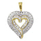 10kt Yellow Gold Women's Round Diamond Heart Cluster Pendant 1-2 Cttw - FREE Shipping (US/CAN)-Gold & Diamond Pendants & Necklaces-JadeMoghul Inc.