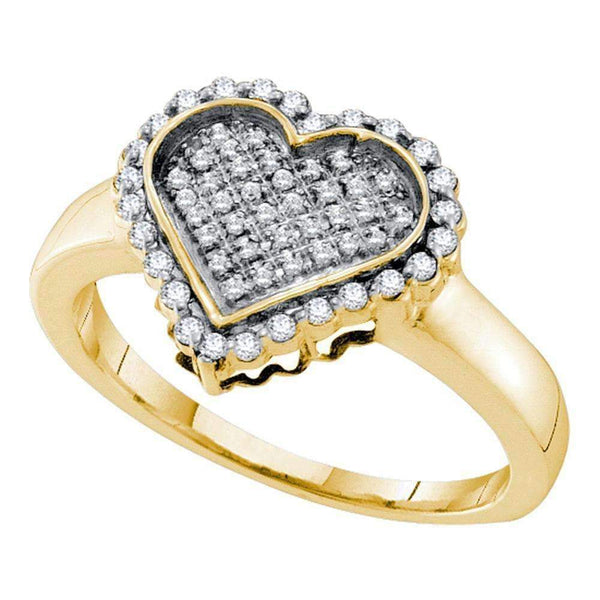 10kt Yellow Gold Women's Round Diamond Heart Cluster Ring 1/4 Cttw - FREE Shipping (US/CAN)-Gold & Diamond Heart Rings-6-JadeMoghul Inc.