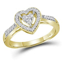 10kt Yellow Gold Women's Round Diamond Heart Cluster Ring 1/5 Cttw - FREE Shipping (US/CAN)-Gold & Diamond Heart Rings-5-JadeMoghul Inc.