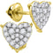 10kt Yellow Gold Women's Round Diamond Heart Cluster Stud Earrings 1-2 Cttw - FREE Shipping (US/CAN)-Gold & Diamond Earrings-JadeMoghul Inc.