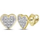 10kt Yellow Gold Women's Round Diamond Heart Cluster Stud Earrings 1-20 Cttw - FREE Shipping (USA/CAN)-Gold & Diamond Earrings-JadeMoghul Inc.