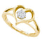 10kt Yellow Gold Women's Round Diamond Heart Flower Cluster Ring 1/12 Cttw - FREE Shipping (US/CAN)-Gold & Diamond Heart Rings-5-JadeMoghul Inc.