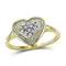 10kt Yellow Gold Women's Round Diamond Heart Frame Cluster Ring 1/10 Cttw - FREE Shipping (US/CAN)-Gold & Diamond Heart Rings-5-JadeMoghul Inc.