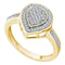 10kt Yellow Gold Women's Round Diamond Heart Frame Cluster Ring 1/5 Cttw - FREE Shipping (US/CAN)-Rings And Bands-5-JadeMoghul Inc.