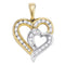 10kt Yellow Gold Women's Round Diamond Heart Love 2-tone Pendant 1-3 Cttw - FREE Shipping (US/CAN)-Gold & Diamond Pendants & Necklaces-JadeMoghul Inc.