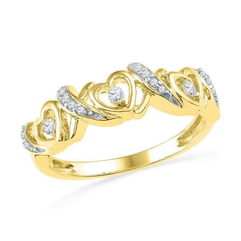 10kt Yellow Gold Women's Round Diamond Heart Love Band Ring 1/8 Cttw - FREE Shipping (US/CAN)-Gold & Diamond Heart Rings-5-JadeMoghul Inc.