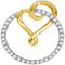 10kt Yellow Gold Women's Round Diamond Heart Love Circle 2-tone Pendant 1-3 Cttw - FREE Shipping (US/CAN)-Gold & Diamond Pendants & Necklaces-JadeMoghul Inc.