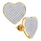 10kt Yellow Gold Women's Round Diamond Heart Love Cluster Earrings 1-2 Cttw - FREE Shipping (USA/CAN)-Gold & Diamond Earrings-JadeMoghul Inc.