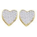 10kt Yellow Gold Women's Round Diamond Heart Love Cluster Earrings 1-3 Cttw - FREE Shipping (USA/CAN)-Gold & Diamond Earrings-JadeMoghul Inc.