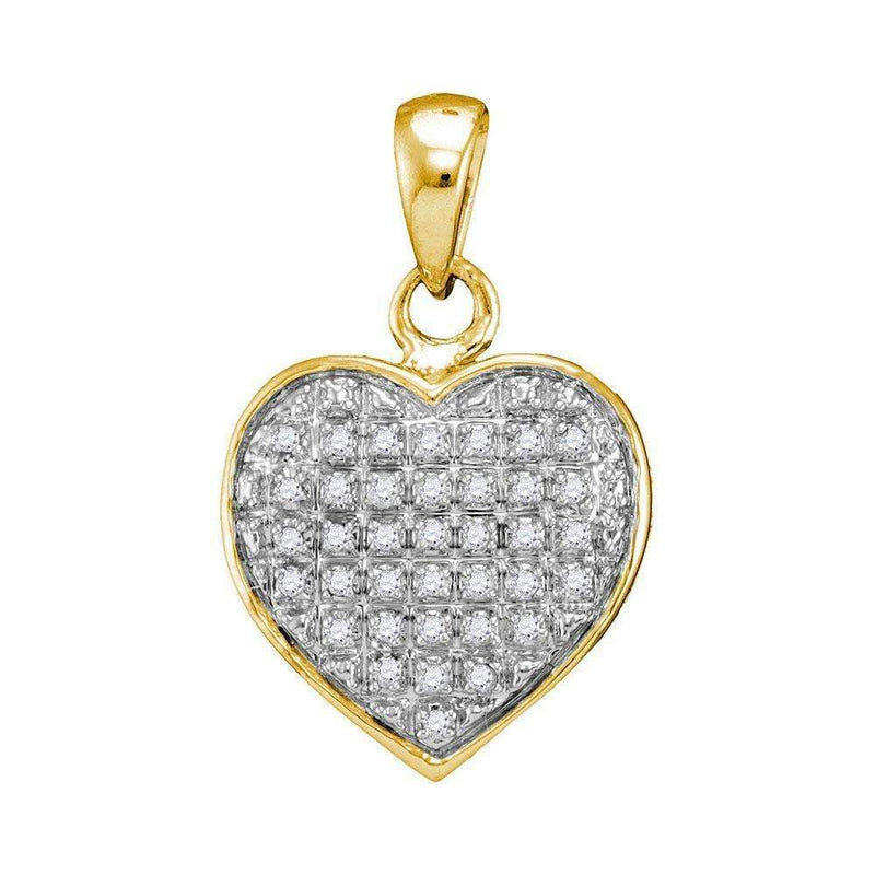 10kt Yellow Gold Women's Round Diamond Heart Love Cluster Pendant 1-10 Cttw - FREE Shipping (US/CAN)-Gold & Diamond Pendants & Necklaces-JadeMoghul Inc.