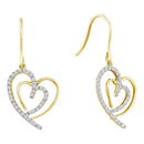 10kt Yellow Gold Women's Round Diamond Heart Love Dangle Wire Earrings 3-8 Cttw - FREE Shipping (US/CAN)-Gold & Diamond Earrings-JadeMoghul Inc.