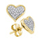 10kt Yellow Gold Women's Round Diamond Heart Love Earrings 1-5 Cttw - FREE Shipping (USA/CAN)-Gold & Diamond Earrings-JadeMoghul Inc.