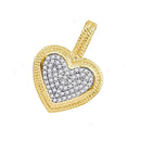 10kt Yellow Gold Women's Round Diamond Heart Love Milgrain Pendant 1-6 Cttw - FREE Shipping (US/CAN)-Gold & Diamond Pendants & Necklaces-JadeMoghul Inc.