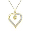 10kt Yellow Gold Women's Round Diamond Heart Love Pendant 1-10 Cttw - FREE Shipping (US/CAN)-Gold & Diamond Pendants & Necklaces-JadeMoghul Inc.