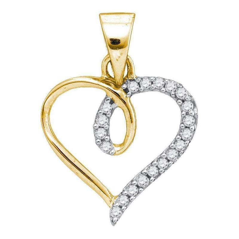 10kt Yellow Gold Women's Round Diamond Heart Love Pendant 1-10 Cttw - FREE Shipping (US/CAN)-Gold & Diamond Pendants & Necklaces-JadeMoghul Inc.