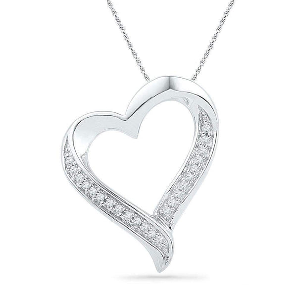 10kt Yellow Gold Womens Round Diamond Heart Love Pendant 1-10 Cttw-Gold & Diamond Pendants & Necklaces-JadeMoghul Inc.