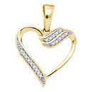 10kt Yellow Gold Women's Round Diamond Heart Love Pendant 1-20 Cttw - FREE Shipping (US/CAN)-Gold & Diamond Pendants & Necklaces-JadeMoghul Inc.