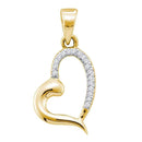 10kt Yellow Gold Women's Round Diamond Heart Love Pendant 1-20 Cttw - FREE Shipping (US/CAN)-Gold & Diamond Pendants & Necklaces-JadeMoghul Inc.