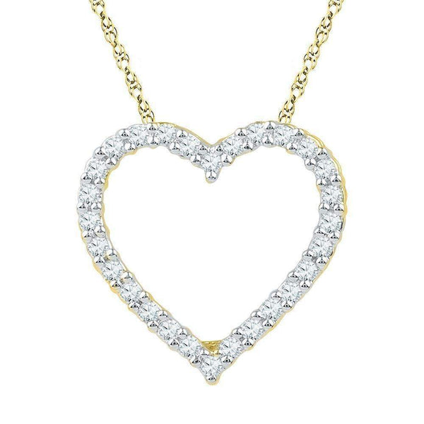 10kt Yellow Gold Women's Round Diamond Heart Love Pendant 1-4 Cttw - FREE Shipping (US/CAN)-Gold & Diamond Pendants & Necklaces-JadeMoghul Inc.