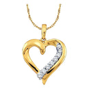 10kt Yellow Gold Women's Round Diamond Heart Love Pendant 1-4 Cttw - FREE Shipping (US/CAN)-Gold & Diamond Pendants & Necklaces-JadeMoghul Inc.