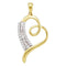 10kt Yellow Gold Women's Round Diamond Heart Love Pendant 1-4 Cttw - FREE Shipping (US/CAN)-Gold & Diamond Pendants & Necklaces-JadeMoghul Inc.
