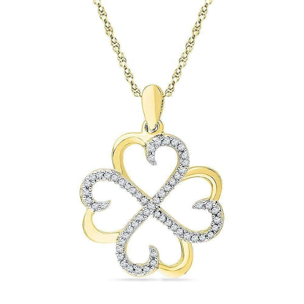 10kt Yellow Gold Womens Round Diamond Heart Love Pendant 1-5 Cttw - FREE Shipping (US/CAN)-Gold & Diamond Pendants & Necklaces-JadeMoghul Inc.